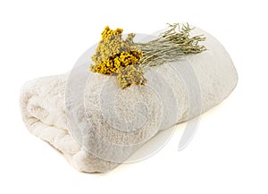 Helichrysum flowers with towel