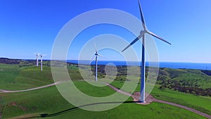 Helicopter aerial view of Wind Farm