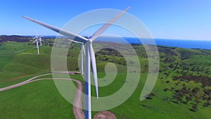 Helicopter aerial view of Wind Farm