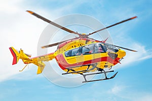 Helicopter of air rescue service Team