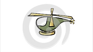 Helicopter on air white background