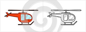 Helicopter aircraft icon coloring page side view