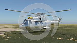 Helicopter on an airfield