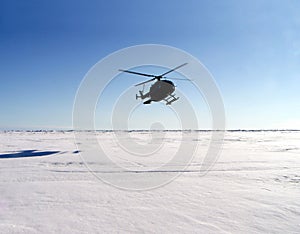 Helicopter in Antarctica