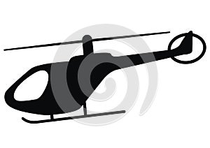 Helicopter, black silhouette, vector icon