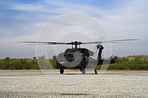 Helicopter blackhawk on the ground