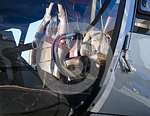 Helicopter cab interior close up Concept of private or business transportation