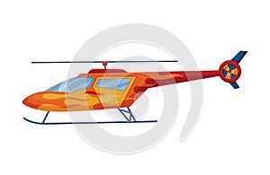 Helicopter cartoon aviation. Avia transportation with propeller isolated on white. Vector copter aircraft rotor plane