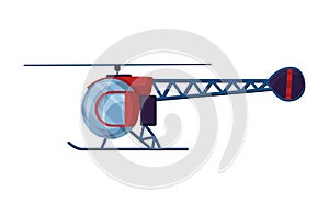 Helicopter cartoon aviation. Avia transportation with propeller isolated on white. Vector copter aircraft rotor plane