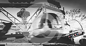 Helicopter children`s carousel ride for children in an amusement