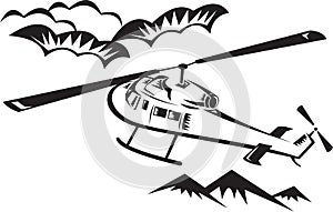 Helicopter chopper flying