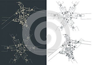 Helicopter coaxial main rotor blueprints