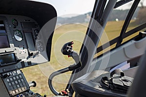 Helicopter controls in field