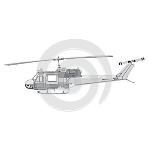 Helicopter detailed silhouette. Vector EPS 10 isolated on a white background