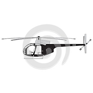 Helicopter detailed silhouette. Vector EPS 10 isolated on a white background