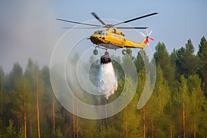 Helicopter drop water. Generate Ai