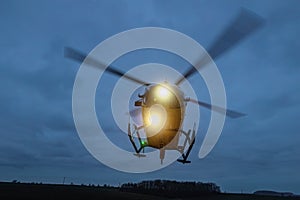 Helicopter of emergency medical service at night