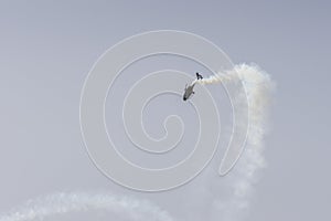 Helicopter Eurocopter Colibri from the Patrulla Aspa patrol flying during the spanish airshow Festival Aereo Internacional AGA 75, photo