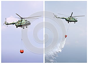 Helicopter extinguish fire