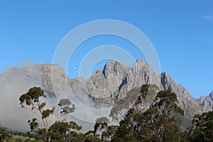 A helicopter fighting a fire