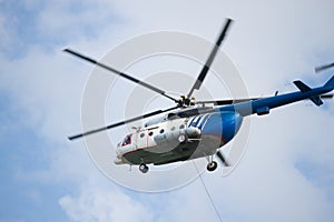 Helicopter in flight