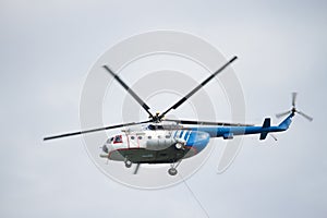 Helicopter in flight