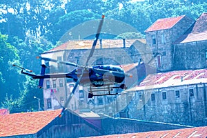 Helicopter in flight