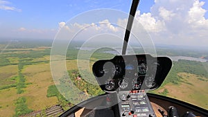 Helicopter  fly over landscape