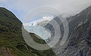 Helicopter flying over Franz Josef glacier