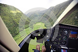Helicopter flying over Hawaii