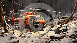 Hubschrauber Wald Militär Szene Schneefall 