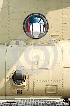 Helicopter fuselage and viewing window