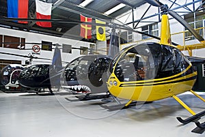 Helicopter Hangar, Full of Robinson R44