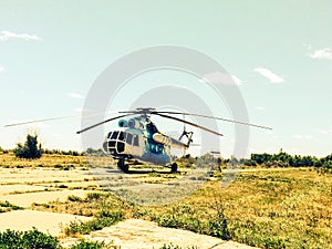 Helicopter on the helipad