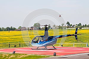 Helicopter on helipad