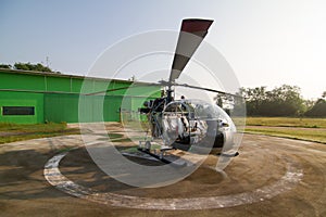 Helicopter at helipad