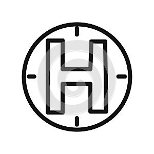 helicopter helipad icon linear graphics set vector