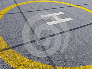 Helicopter helipad onboard a moving ship at sea in northern Norway