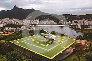 Helicopter at helipad in Rio de Janeiro