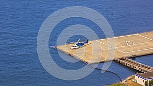 Helicopter on helipad in Vancouver