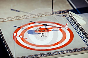 Helicopter on heliport