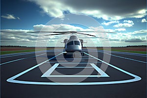 Helicopter at heliport ai generative