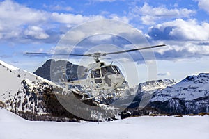 Helicopter in the high mountains