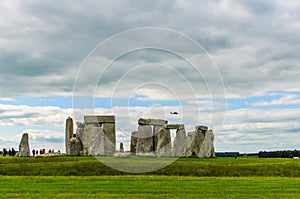 Helicopter hovers over Stonehenge in Amesbury photo