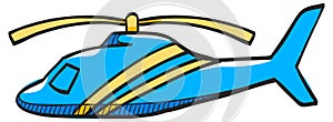 Helicopter icon in color drawing