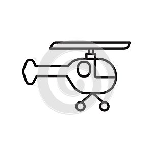 Helicopter icon vector isolated on white background, Helicopter sign , sign and symbols in thin linear outline style