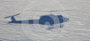 Helicopter landing in Antarctica