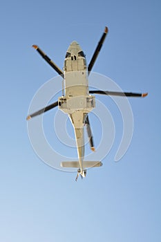 Helicopter landing on an offshore oil-plant , service travel to oil and gas platform in offshore