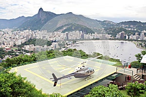 Helicopter on landing pad Rio de Janeiro