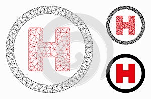 Helicopter Landing Spot Vector Mesh Carcass Model and Triangle Mosaic Icon photo